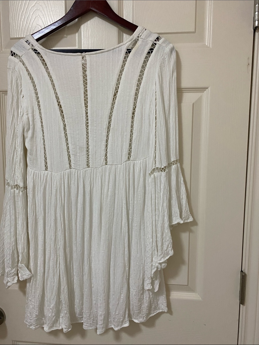 Free People Off White Lace-Panel Boho Tunic